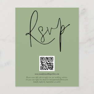 Prospectus 11,4 Cm X 14,2 Cm PAPIER Code QR Script Mariage Sage RSVP