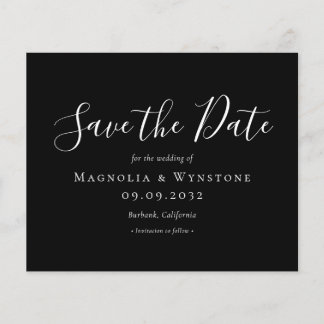 Prospectus 11,4 Cm X 14,2 Cm PAPIER Faire-part de mariage noir "Save The Date"