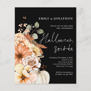 Prospectus 11,4 Cm X 14,2 Cm PAPIER Floral Citrouille Script Halloween Party Bl