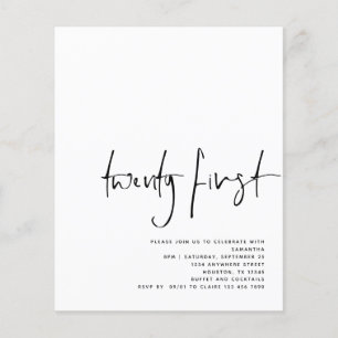 Prospectus 11,4 Cm X 14,2 Cm PAPIER noir Script blanc 21e anniversaire