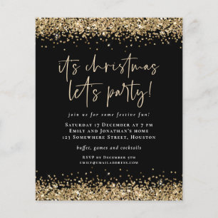 Prospectus 11,4 Cm X 14,2 Cm PAPIER   Parties scintillant d'or Noël Lets Party 