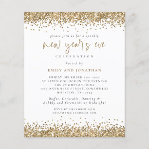 Prospectus 11,4 Cm X 14,2 Cm PAPIER Parties scintillant d'or Script Nouvel An