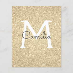 Prospectus 11,4 Cm X 14,2 Cm Papier Parties scintillant or Monogramme Quinceane