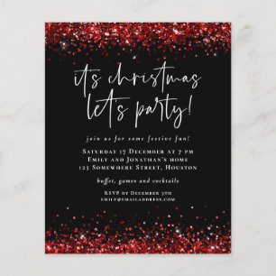 Prospectus 11,4 Cm X 14,2 Cm PAPIER Parties scintillant rouge Noël Lets Invit