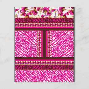 Prospectus 11,4 Cm X 14,2 Cm papier peint rose et blanc avec croix dessus