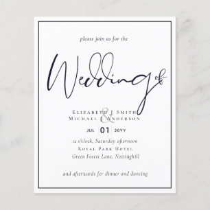 Prospectus 11,4 Cm X 14,2 Cm Papier pour billet BUDGET Bleu minuit Invitation d