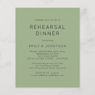 Prospectus 11,4 Cm X 14,2 Cm PAPIER Simple Sage Rehearsal Dîner Mariage Invita