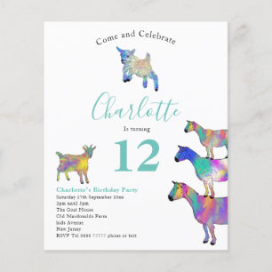 Prospectus 11,4 Cm X 14,2 Cm Parc des animaux de la chèvre Budget de la fête d'
