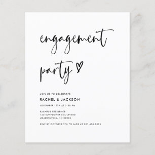 Prospectus 11,4 Cm X 14,2 Cm Partie d'engagement de script minimaliste du budge