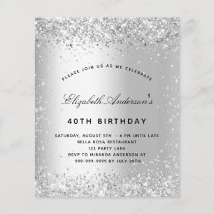 Prospectus 11,4 Cm X 14,2 Cm Parties scintillant d'argent d'anniversaire scinti
