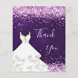 Prospectus 11,4 Cm X 14,2 Cm Parties scintillant rose violet robe blanche merci