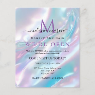 Prospectus 11,4 Cm X 14,2 Cm Pastel Holographic Maquillage Artiste Grand Ouvert