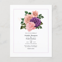 Prospectus 11,4 Cm X 14,2 Cm Peach rose et Lavender violet Mariage floral