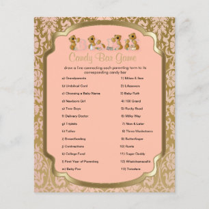 Prospectus 11,4 Cm X 14,2 Cm Pêche et or Damask Nounours - Barre de bonbons
