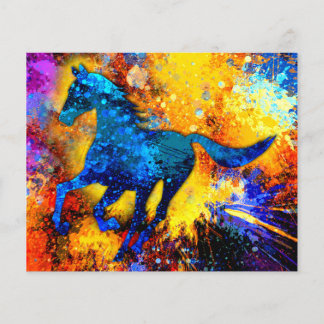 Prospectus 11,4 Cm X 14,2 Cm Peinture Abstraite de Cheval en Course