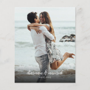 Prospectus 11,4 Cm X 14,2 Cm Photo bleu marine Code QR Faire-part de mariage bu