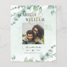 Prospectus 11,4 Cm X 14,2 Cm PHOTO BUDGET Green Wedding Enregistrer la date QRc