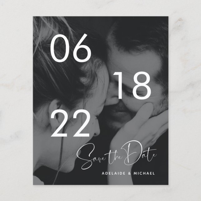 Prospectus 11,4 Cm X 14,2 Cm Photo Budget Simple Enregistrer La Date Code QR (Devant)