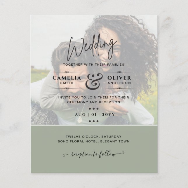 Prospectus 11,4 Cm X 14,2 Cm PHOTO FAIRE-PART DE MARIAGE Budget superposition T (Devant)