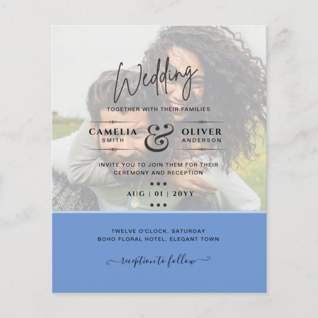 Prospectus 11,4 Cm X 14,2 Cm PHOTO FAIRE-PART DE MARIAGE Budget superposition T (Devant)