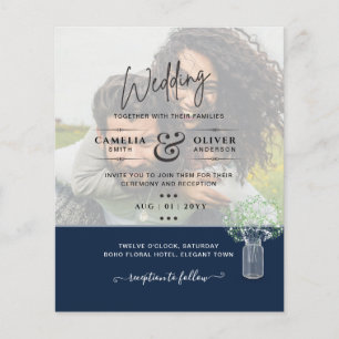 Prospectus 11,4 Cm X 14,2 Cm PHOTO FAIRE-PART DE MARIAGE superposition Texte bu