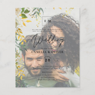 Prospectus 11,4 Cm X 14,2 Cm PHOTO FAIRE-PART DE MARIAGE Verdure Or LeahG