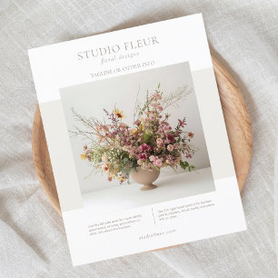 Prospectus 11,4 Cm X 14,2 Cm Photo moderne Floral Petite Entreprise Marketing