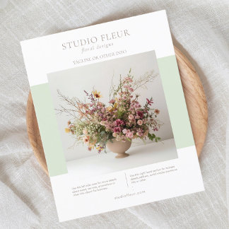 Prospectus 11,4 Cm X 14,2 Cm Photo moderne Floral Petite Entreprise Marketing
