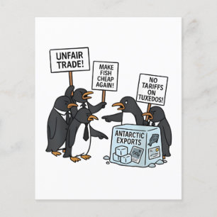 Prospectus 11,4 Cm X 14,2 Cm Pingouins contre les tarifs douaniers anti-Trump
