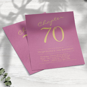 Prospectus 11,4 Cm X 14,2 Cm Pink Gold Budget 70e anniversaire Invitation