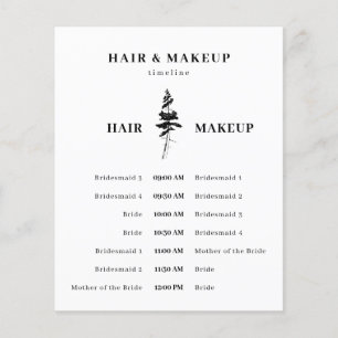 Prospectus 11,4 Cm X 14,2 Cm Plan de temps de maquillage de cheveux d'arbre de