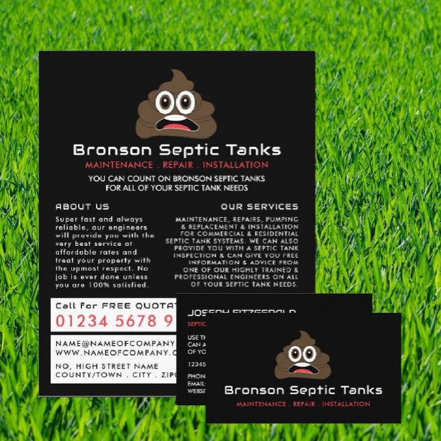 Prospectus 11,4 Cm X 14,2 Cm Poop Emoji, Septic Company, Septic Engineer Advert (Créateur téléchargé)