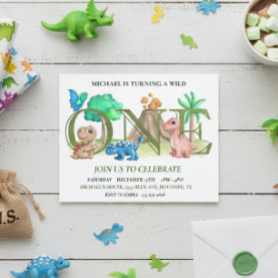 Prospectus 11,4 Cm X 14,2 Cm Premier anniversaire Wild One bébés dinosaures