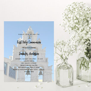 Prospectus 11,4 Cm X 14,2 Cm Première communion photo église invitation budgéta