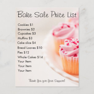 Prospectus 11,4 Cm X 14,2 Cm Prix de vente de gâteaux rose