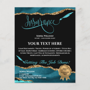 Prospectus 11,4 Cm X 14,2 Cm Professional Insurance Agent Teal Agate  Fly Flyer