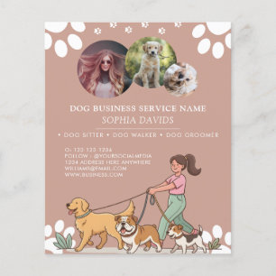 Prospectus 11,4 Cm X 14,2 Cm Promeneur de Chien Garde d'Animaux Affaire Photo P