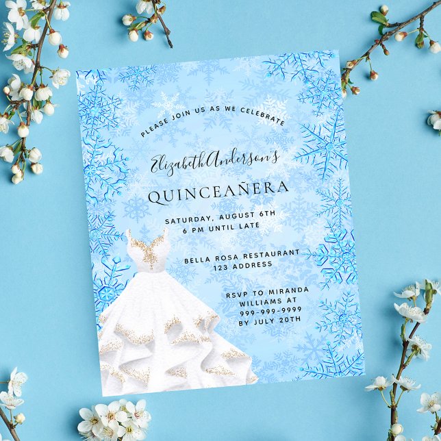 Prospectus 11,4 Cm X 14,2 Cm Quinceanera hiver merveilleuse invitation budgétai (Créateur téléchargé)