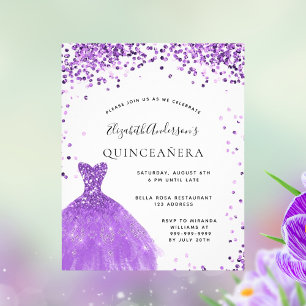 Prospectus 11,4 Cm X 14,2 Cm Quinceanera violet robe blanche budget de parties 