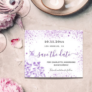 Prospectus 11,4 Cm X 14,2 Cm Quinceanera white violet budget save the date