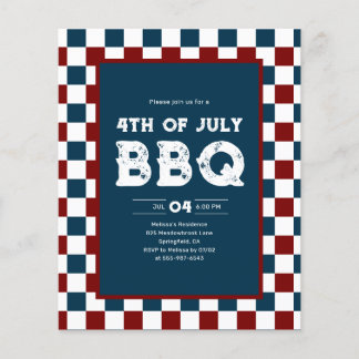 Prospectus 11,4 Cm X 14,2 Cm Retro 4th of July BBQ Party Checkered 