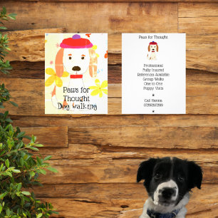 Prospectus 11,4 Cm X 14,2 Cm Retro Chien marchant Grooming Business