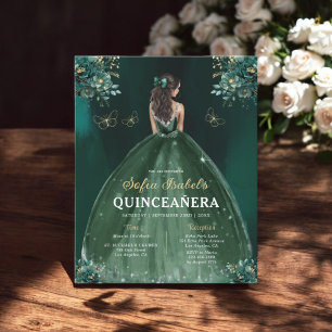 Prospectus 11,4 Cm X 14,2 Cm Robe verte Emeraude Florale Anniversaire Quinceane
