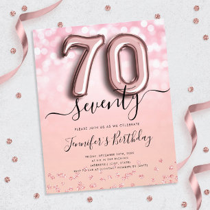 Prospectus 11,4 Cm X 14,2 Cm Rose Gold Balloon Parties scintillant 70e annivers