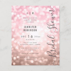 Prospectus 11,4 Cm X 14,2 Cm Rose Gold Glam Lights Script Moderne Baby Shower d