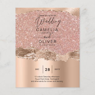 Prospectus 11,4 Cm X 14,2 Cm Rose Gold Moderne Glamor Mariage Invitation