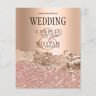 Prospectus 11,4 Cm X 14,2 Cm Rose Gold Moderne Glamor Mariage Invitation