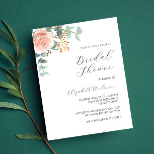 Prospectus 11,4 Cm X 14,2 Cm Rose or floral budget Bridal Douche invitation