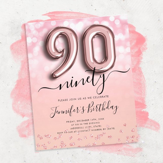 Prospectus 11,4 Cm X 14,2 Cm Rose Parties scintillant de ballon d'or 90e annive (Créateur téléchargé)