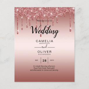 Prospectus 11,4 Cm X 14,2 Cm Rose Parties scintillant de goutte d'or Mariage mo